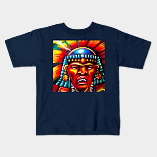 Aztec Warrior Colorful Kids T-Shirt